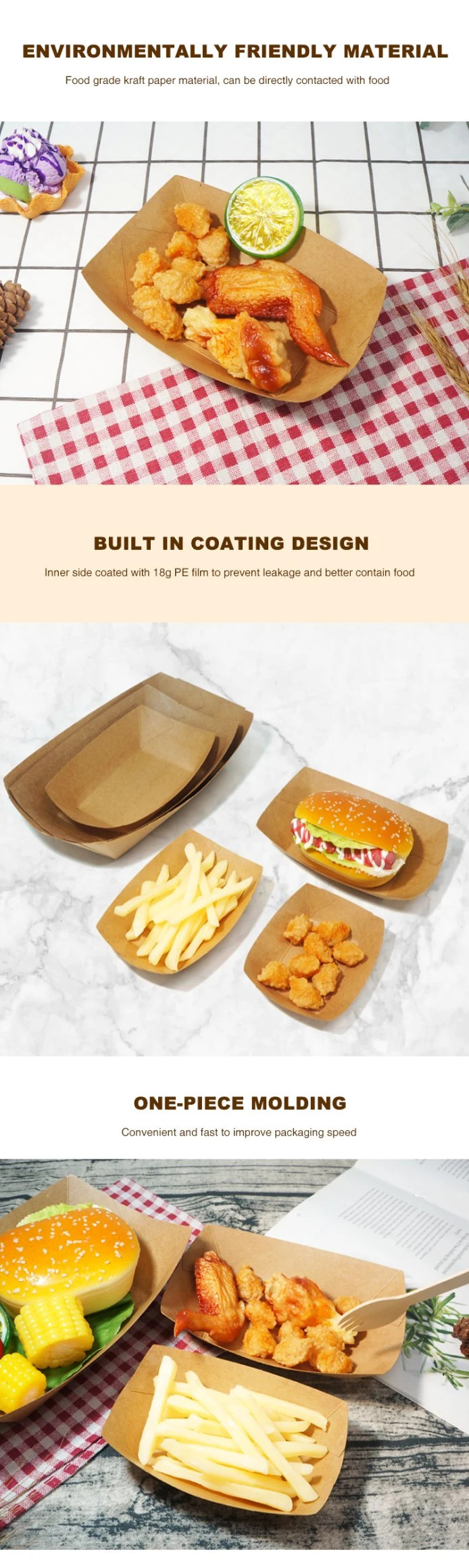 FDA/EU Fried Chicken Food Packaging Paper Tray