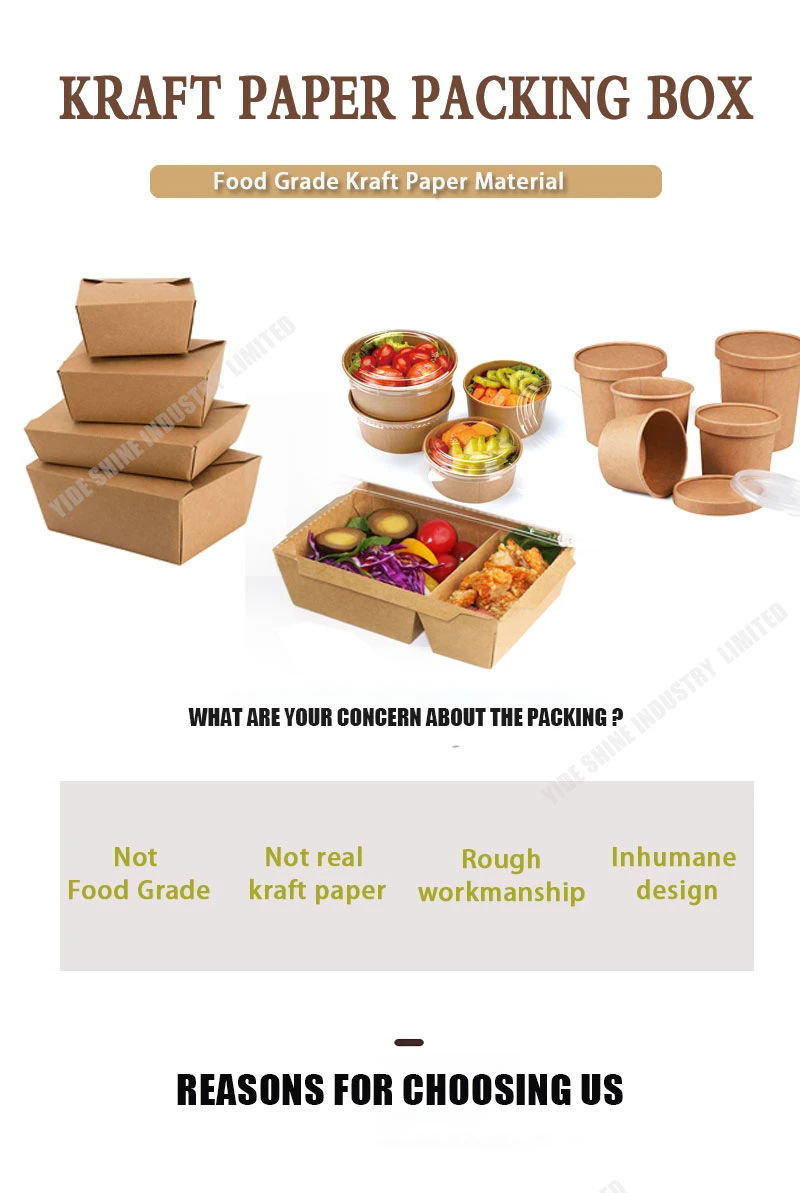 Takeaway Soup Buckets Kraft Paper Hot Food Container Cold Ice Cream Cups