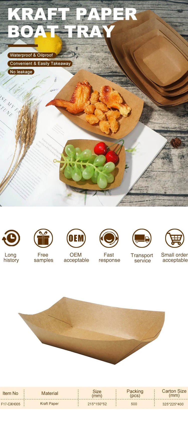 FDA/EU Fried Chicken Food Packaging Paper Tray