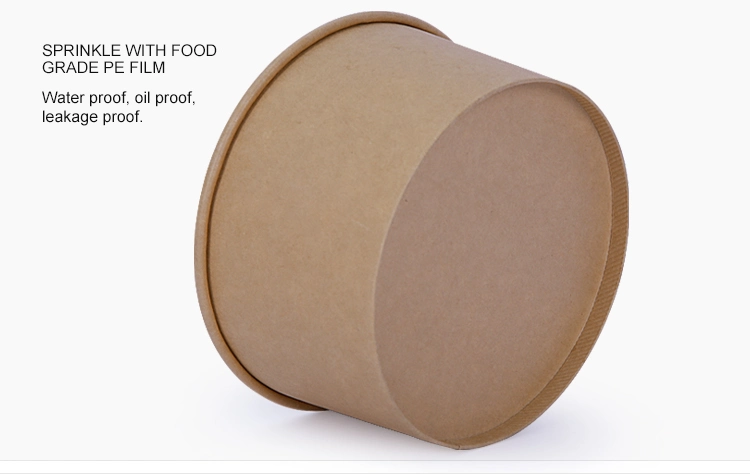 Customized Size Food Grade Disposable Kraft Paper Bowl for Fast Food Take Away Food Salad Cookies Fruits Vegetables