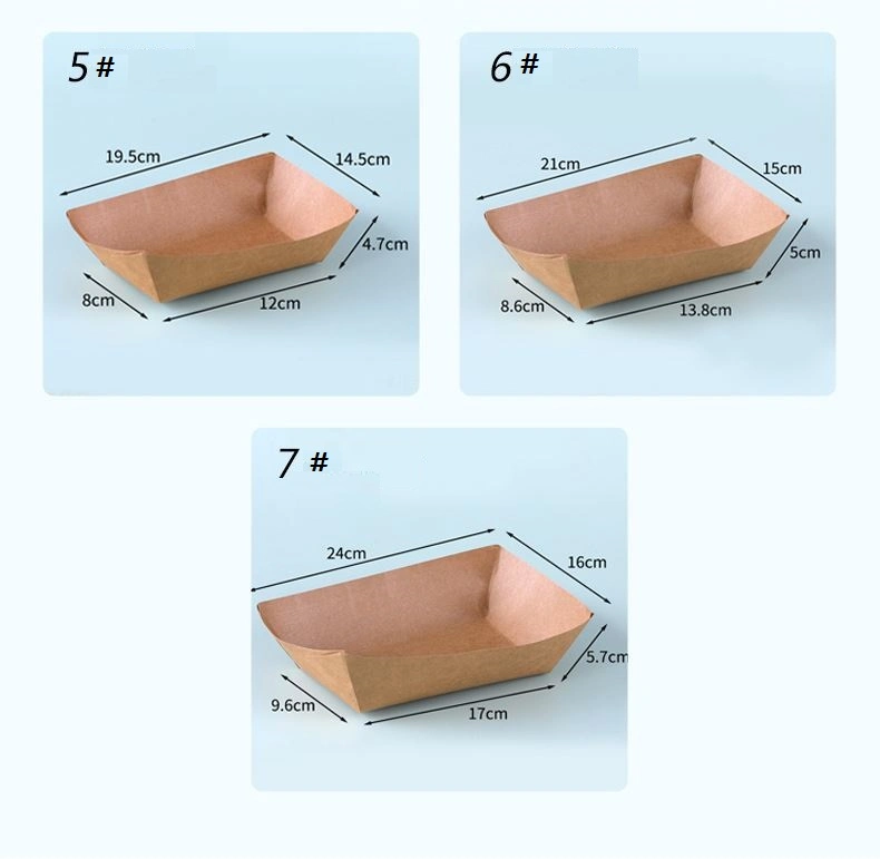 Recycled Kraft Fast Food Paper Box Paper Tray for French Fries