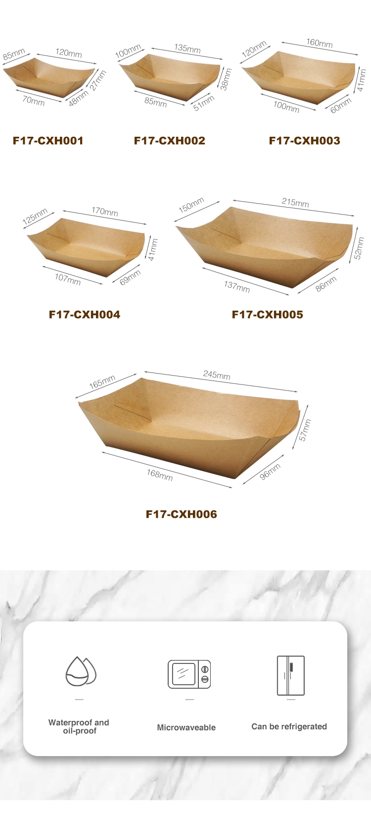 FDA/EU Fried Chicken Food Packaging Paper Tray