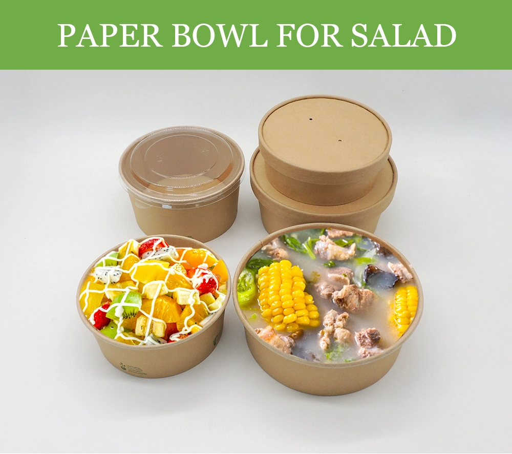 Disposable Takeaway Food Packaging Paper Salad Bowl