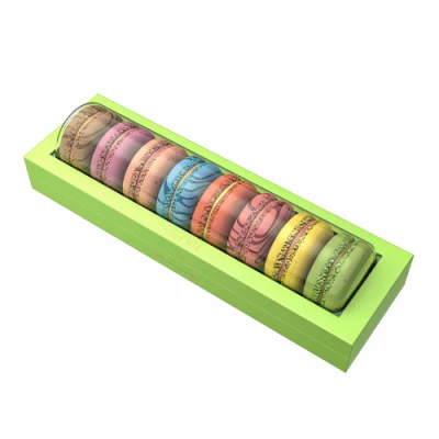 Картонная упаковочная бумажная коробка на заказ, торт Макрон, хлебобулочные изделия, орехи, конфеты, шоколадная коробка с прозрачным окном из ПВХ