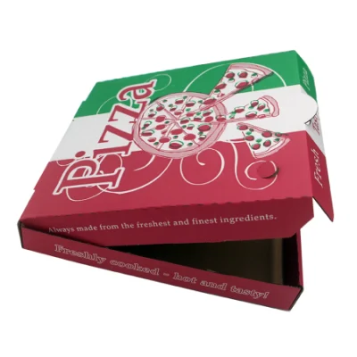 Упаковочная коробка, изготовленная на заказ из переработанной прозрачной коробки для пиццы из пищевого гофрированного картона.